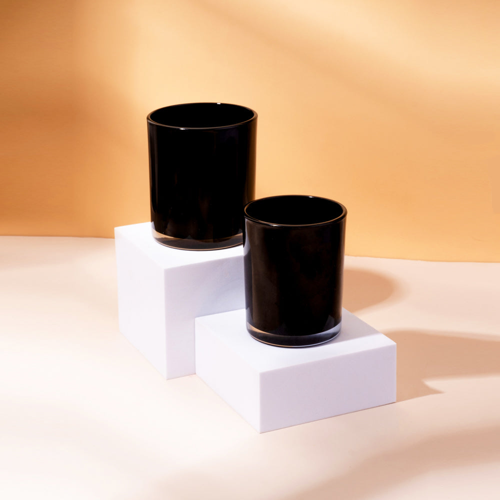 Glass Transparent Bottom Jars - Glossy Black