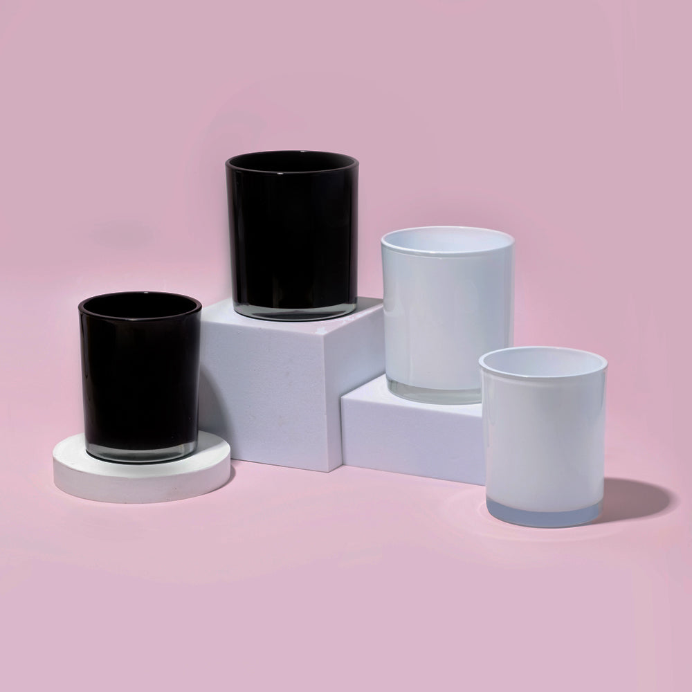 Glass Transparent Bottom Jars - Glossy White