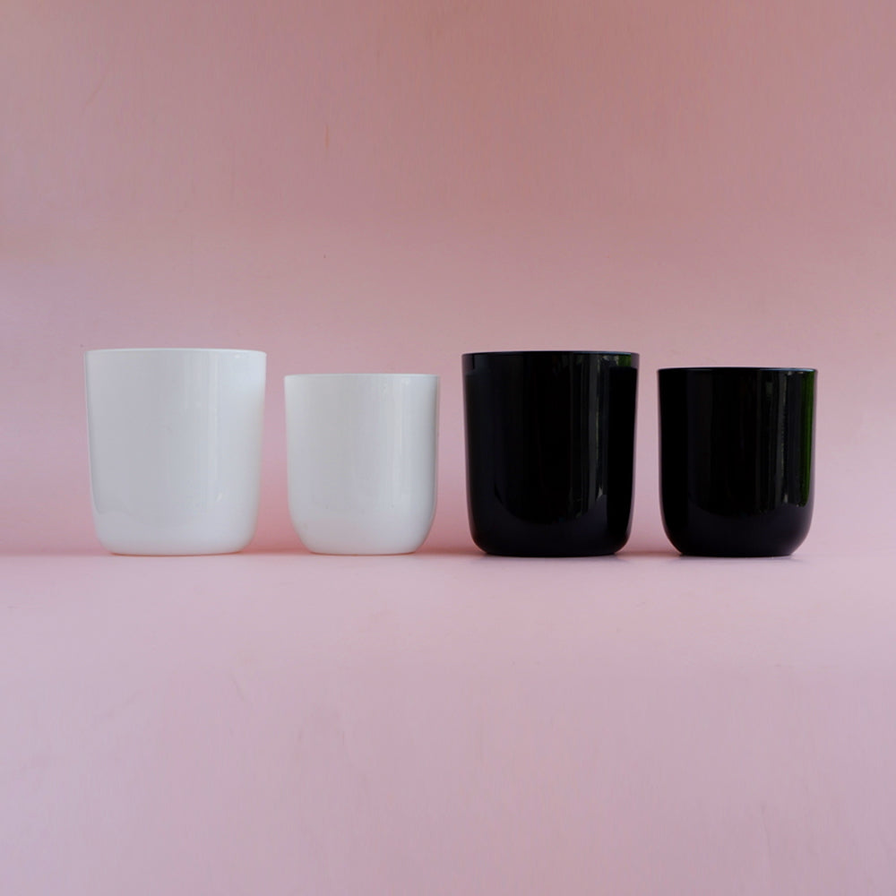 Glass Rounded Jar - Glossy White