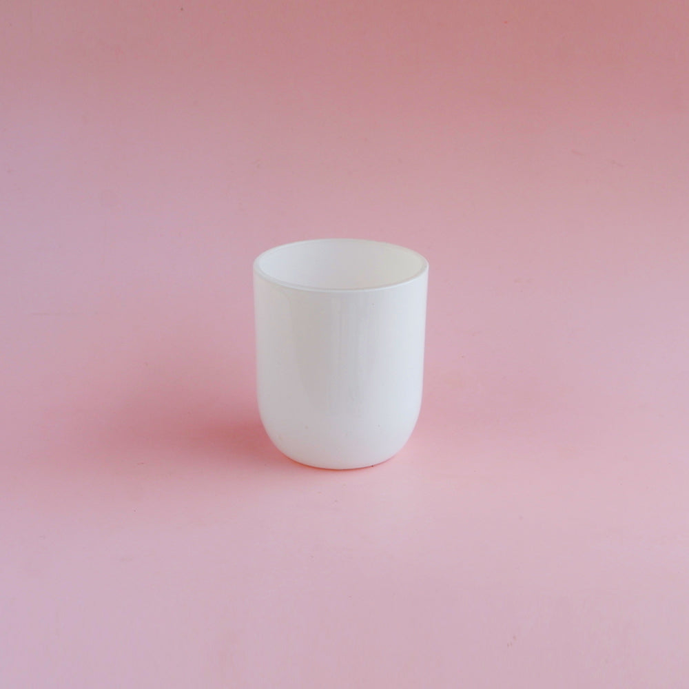 Glass Rounded Jar - Glossy White