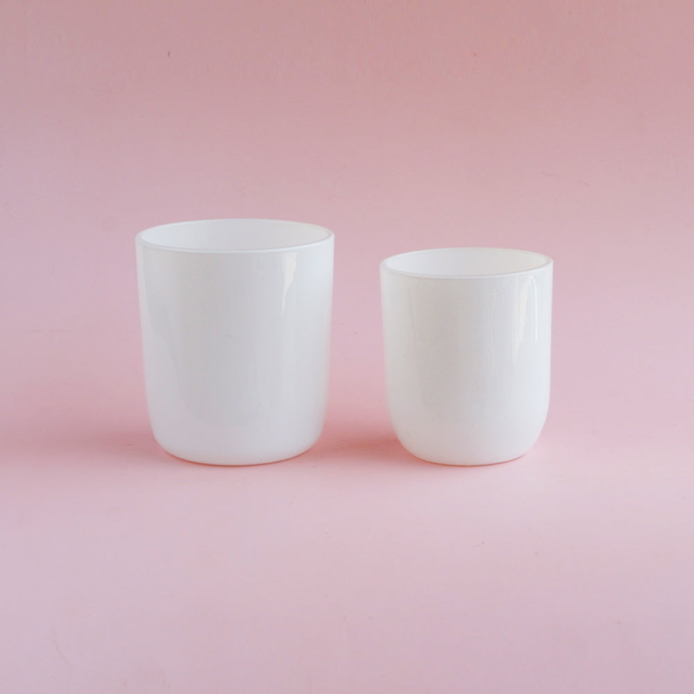Glass Rounded Jar - Glossy White