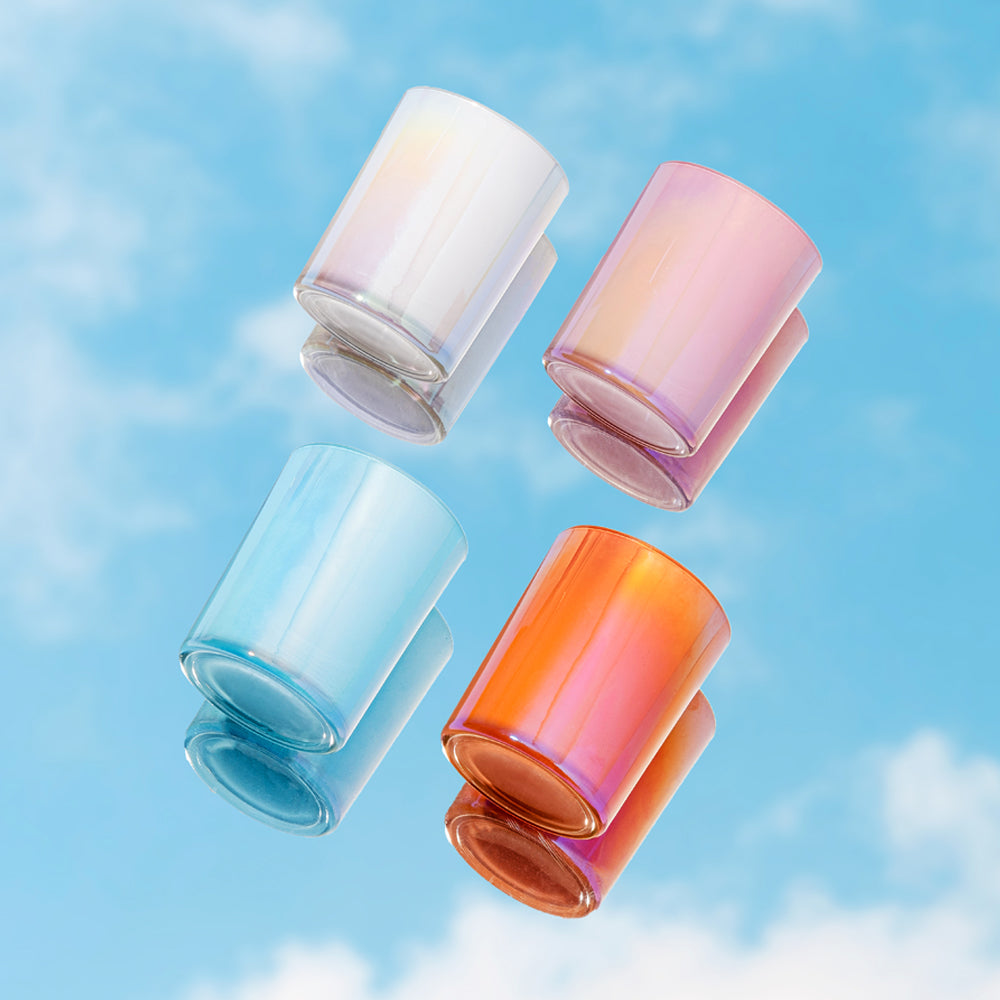 Glass Iridescent Jars - Blue