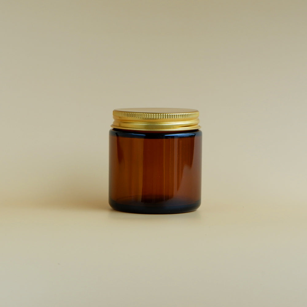 Glass Amber Jar Gold Lid