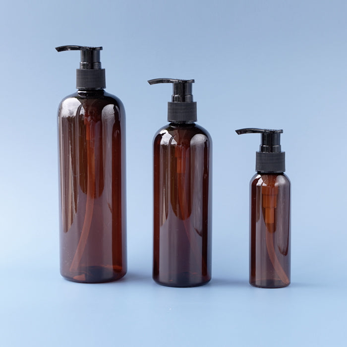 PET Amber Cylinder Bottle Pump