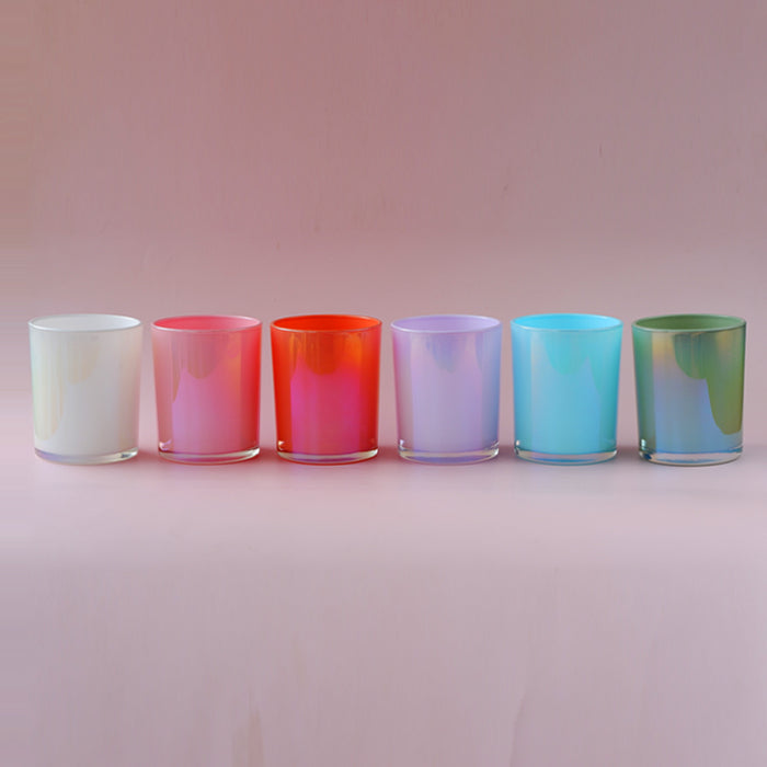 Glass Iridescent Jars - Sage Green
