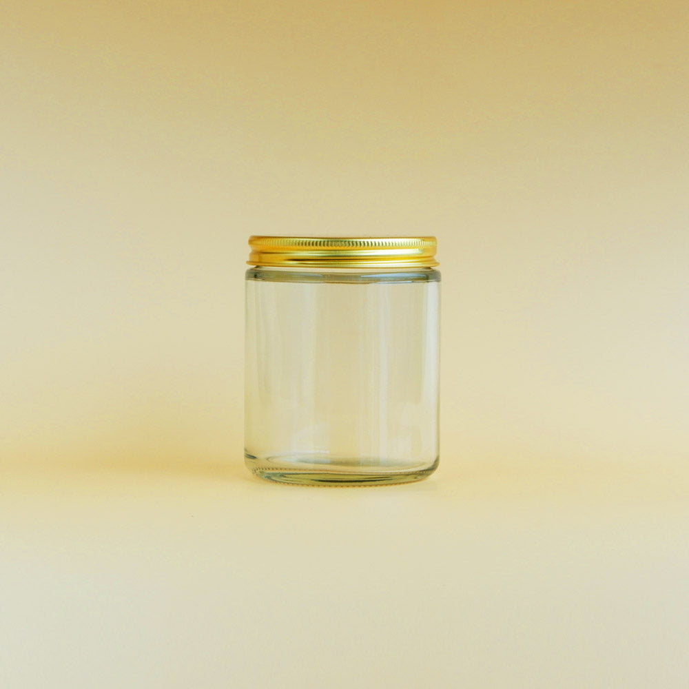 Glass Transparent Jar Aluminum Gold Lid