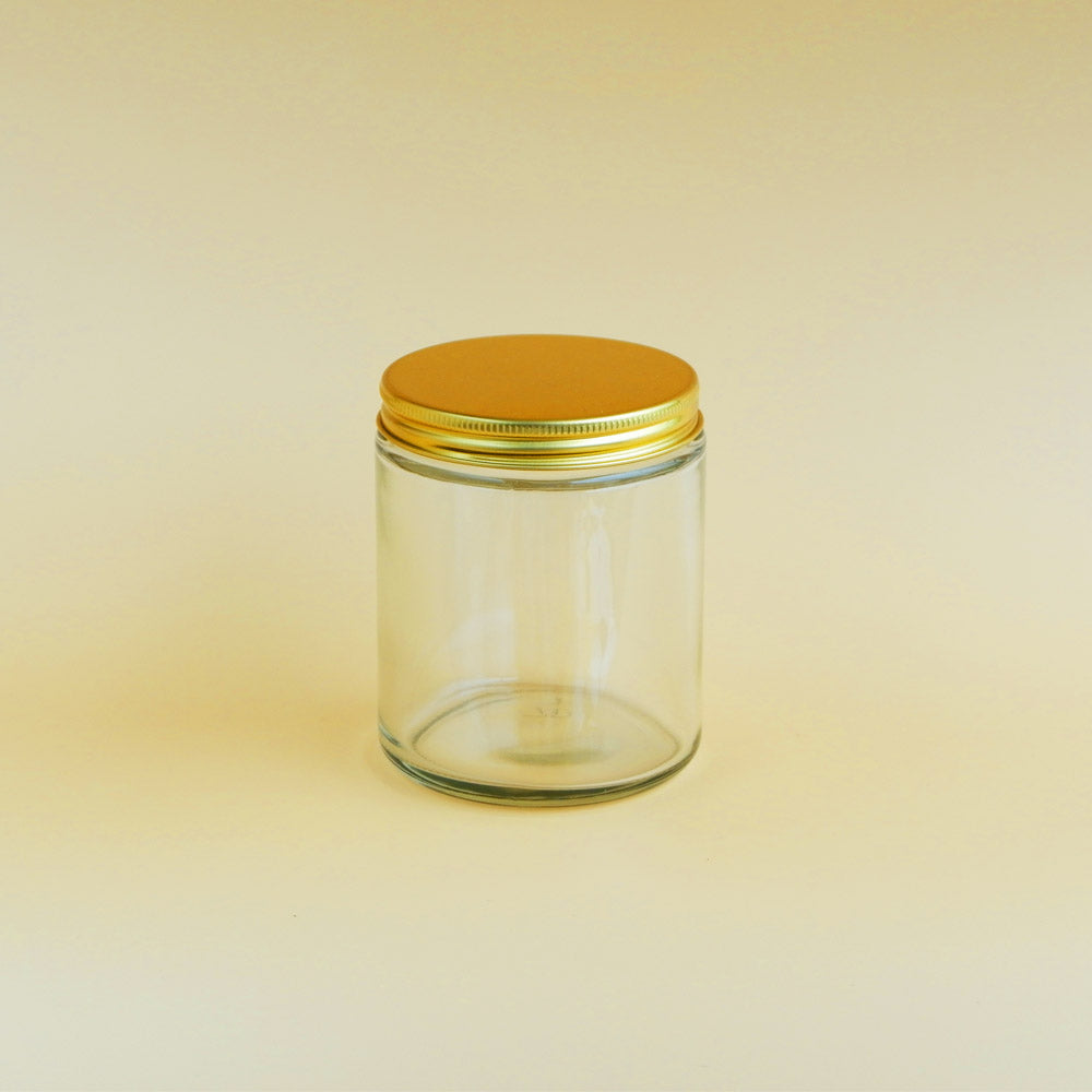 Glass Transparent Jar Aluminum Gold Lid