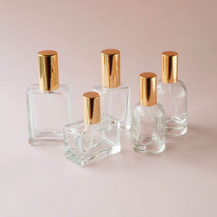 Perfume Glass Bottle - Round Shoulder Gold Lid (Le Labo Inspired)