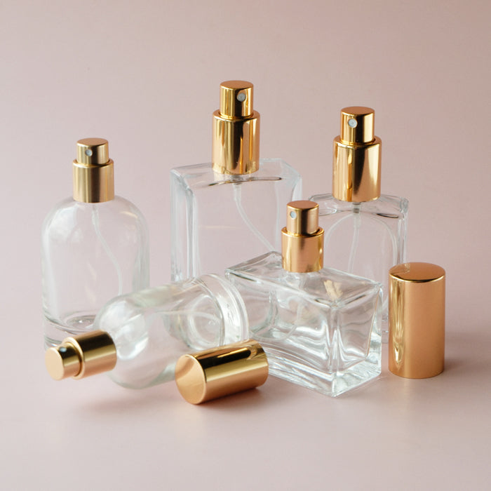 Perfume Glass Bottle - Round Shoulder Gold Lid (Le Labo Inspired)